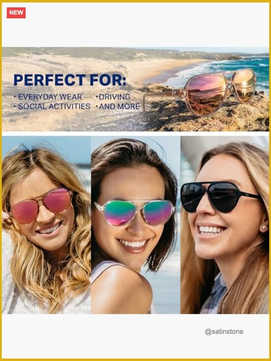 Polarized Aviator Sunglasses with Wrap-Around Silhouette, 100% UV Protection, main image 6